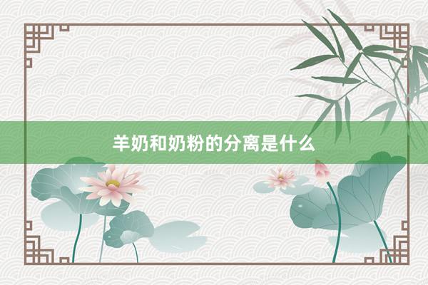 羊奶和奶粉的分离是什么
